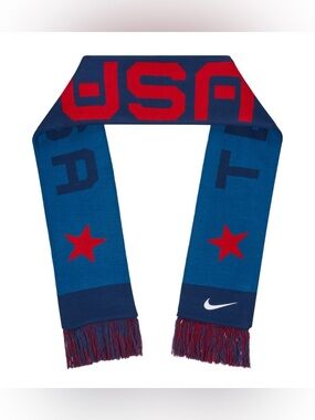 Nike Team USA Winter Olympic Sports Knit Fringe Unisex 65” Red White Blue Scarf